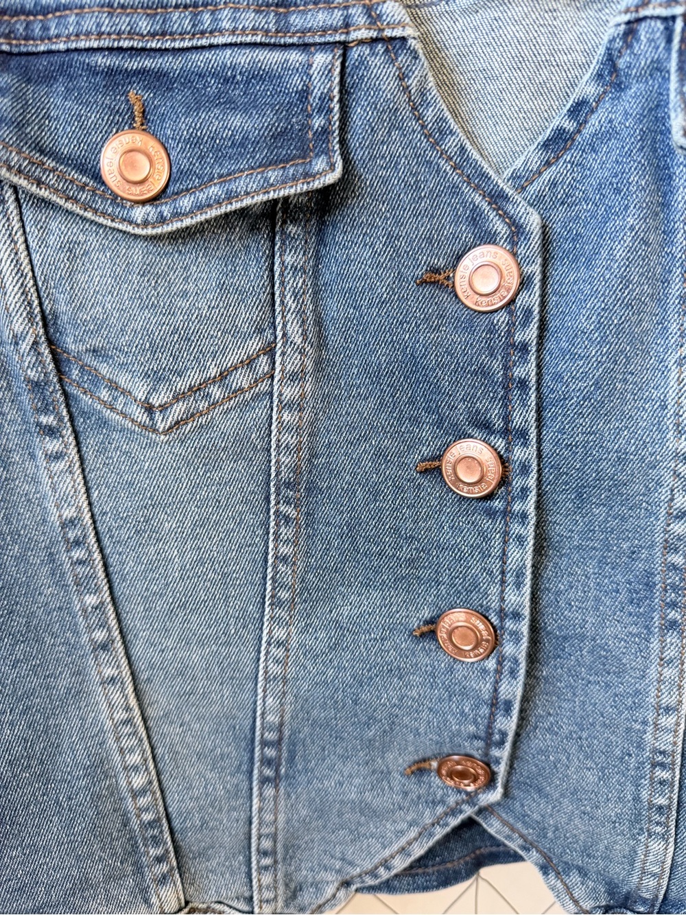 Kensie Jeans Vintage Luxe Denim Vest Women’s M Cropped Button Front - Picture 5 of 6